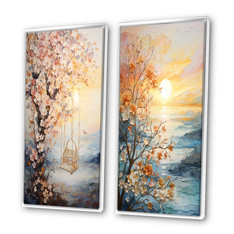 «Bold Sunrise Eernal Renewal», 2 pièces, Cadre blanc, H 24 po x l 20 po