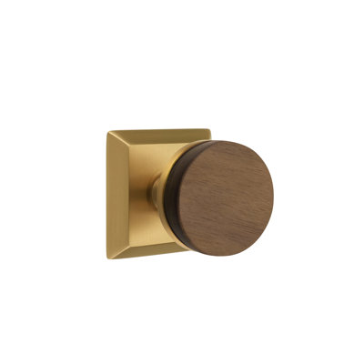 Ensemble de boutons de passage Emtek Select avec rosette Quincy et tige conique, bouton en noyer foncé