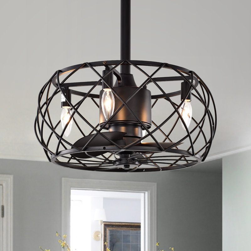 Ventilateur de plafond en cage de 17 po avec télécommande et ensemble d’éclairage inclus Olivos
