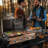 Royal Gourmet 4-Burner Portable Tabletop Grill & Griddle Combo with Hood, Bronze Gold
