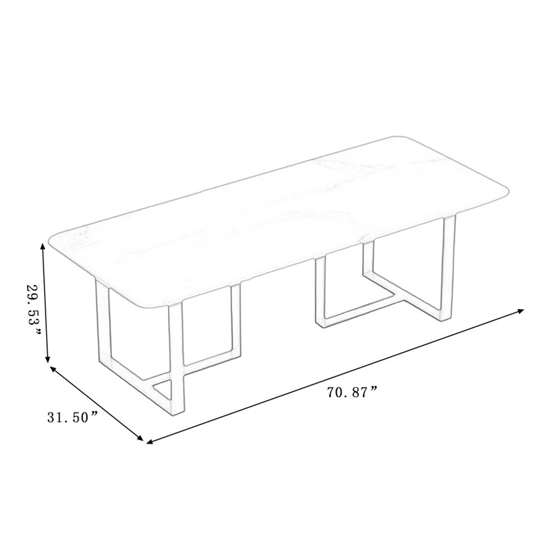 Black Rectangular Sintered Stone tabletop Dining Table, 29.53"H x 70.87"L x 31.5"W
