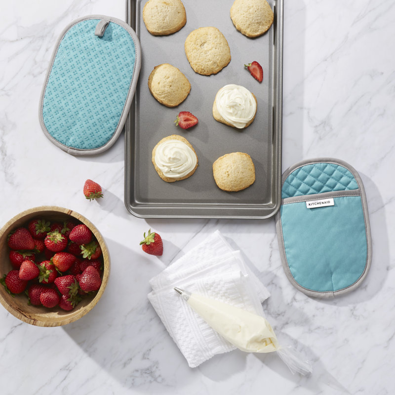 KitchenAid Asteroid Solid Diamond Potholder, Aqua, 6.5" W x 10" L