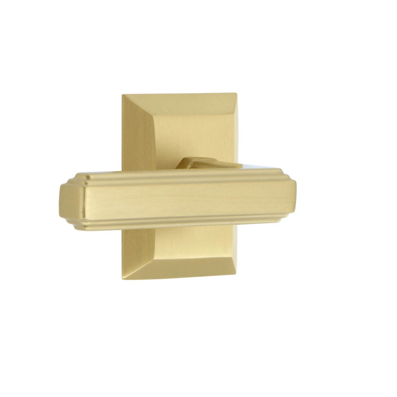Grandeur Fifth Avenue Square Rosette Double Dummy with Carré Lever, Satin Brass