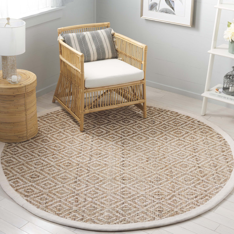 Martha Stewart Hand Woven Jute Geometric Rug, Round 6'