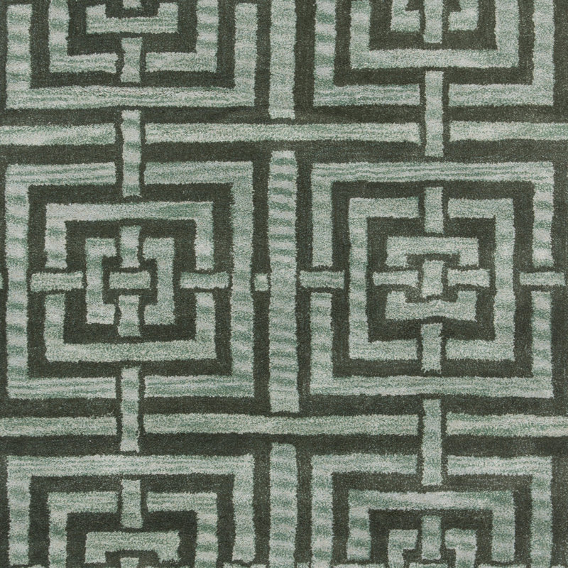 Secaucus Hand Tufted Wool Geometric Rug, Round 7'