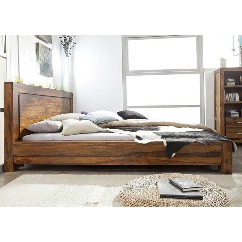 Metro Solid Wood Bed, Brown, 200cm W x 222cm L