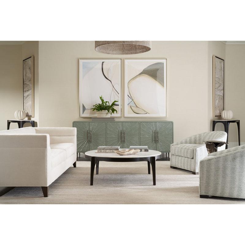 Sunburst Green Solid Wood 90'' Sideboard with Metal Base