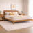 Woodmere Premium King Size Bed Frame with Symmetry Headboard, Solid Wood Platform Bed, Wood Slat Support, Tapered Solid Wood Legs, No Box Spring Needed, Mid-Century Modern Style (Honey)-1248482519-1248482513-1248482477