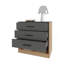 Commode à 3 tiroirs et tablette ouverte en chêne naturel et gris mat