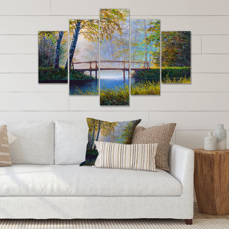 «Morning Sunlight and the Awakening Spring Forest», ensemble de 5 reproductions d'art sur toile tendue