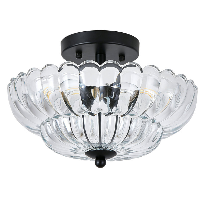 Plafonnier semi-encastré 11,8 po, Black, Clear
