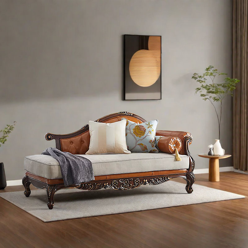 Chaise longue en bois massif American Light, Accoudoir à droite (vu de face)
