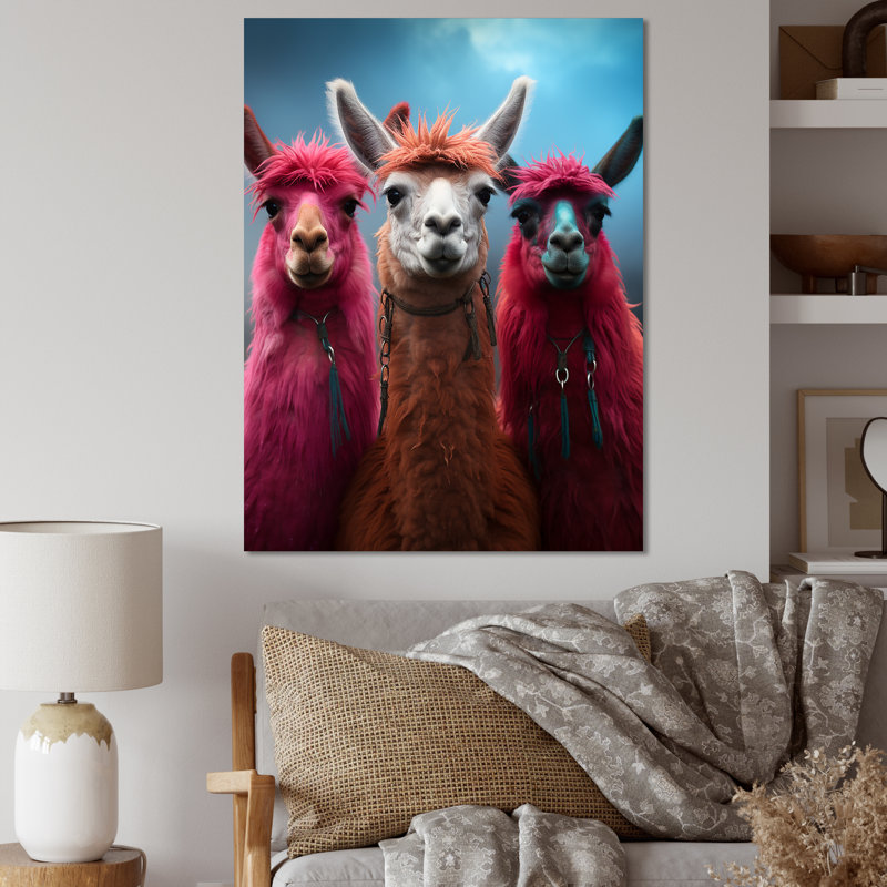 Art alpin rose en laine - Art mural alpaga, Toile tendue, H 32 po x l 24 po x P 1 po
