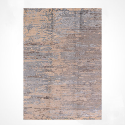 Original Hand Knotted Traditional Pattern Cream Blue Wool Rug