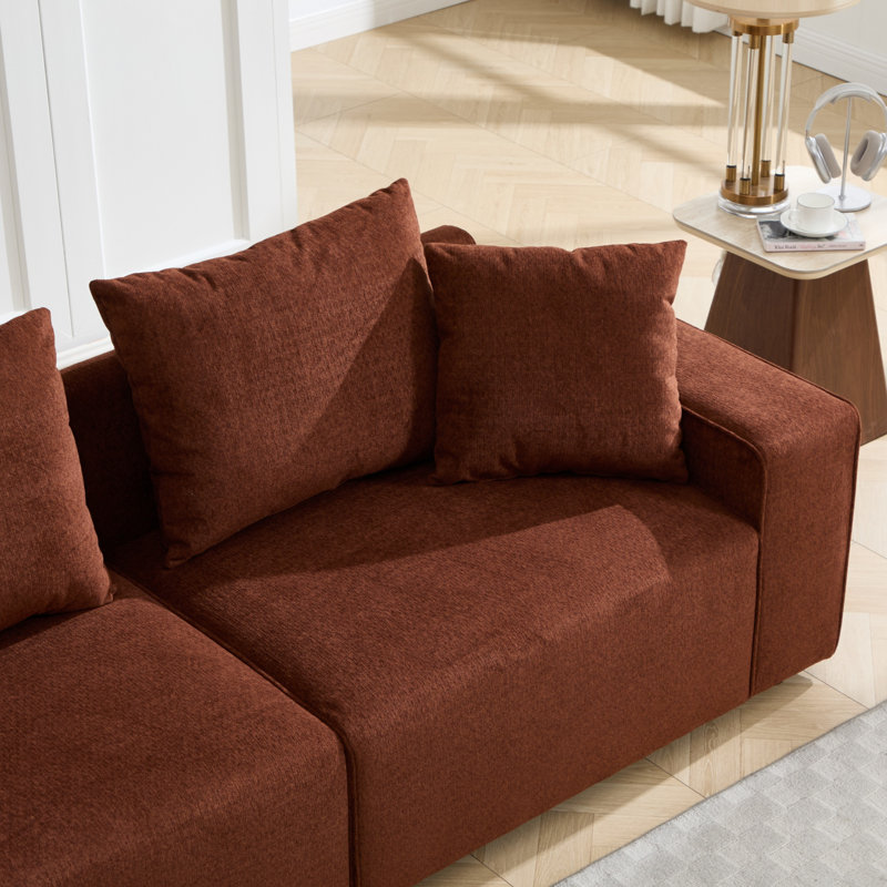 Canapé 88,58 po de largeur Uphostery, Mélange de polyester brun