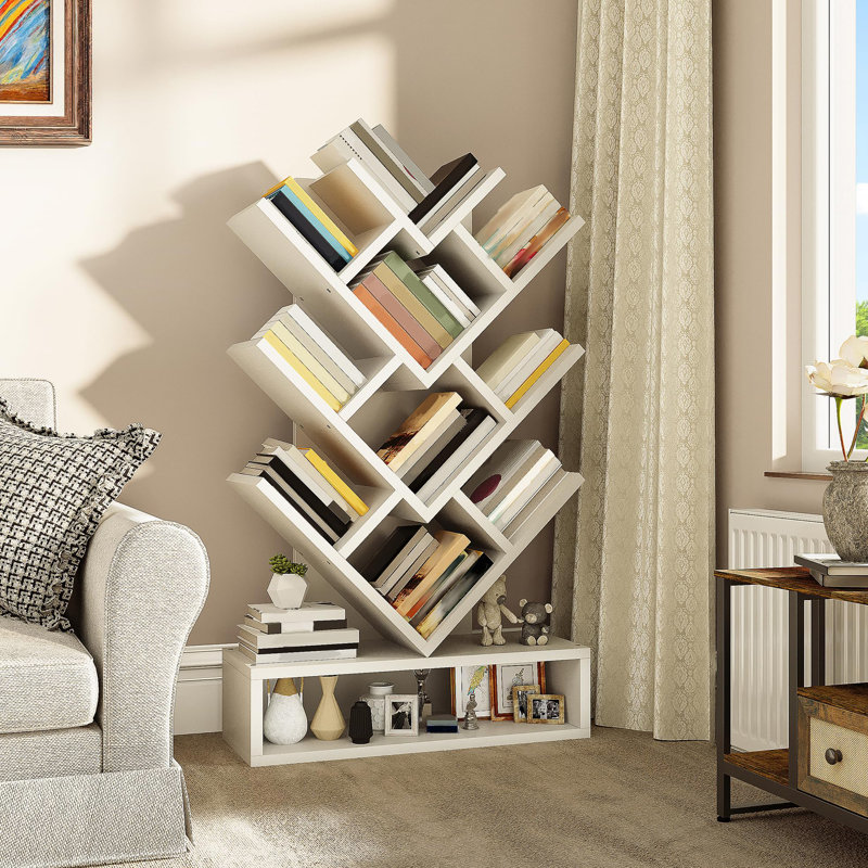 103cm H x 57cm W Geometric Bookcase, White