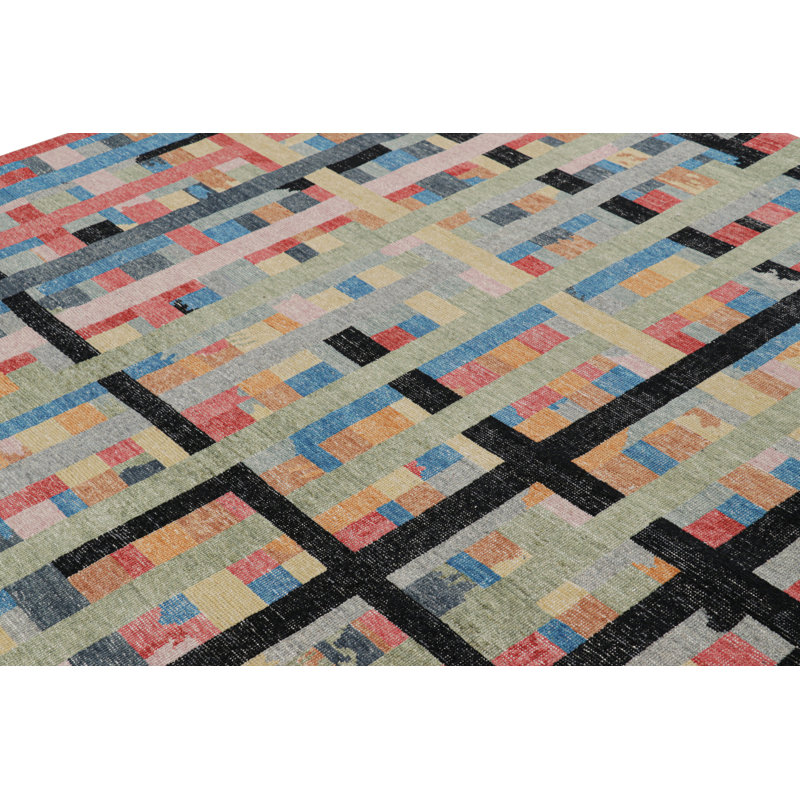 Homage Hand Knotted Wool Geometric Area Rug, Rectangle 5' x 7'