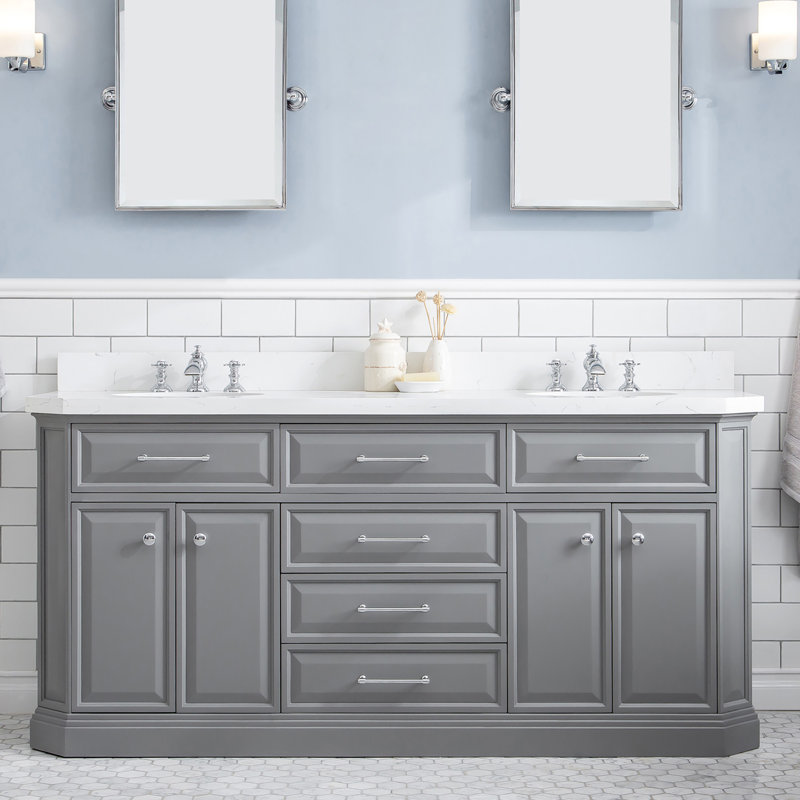 Palace 72'' W Double Vanity, Cashmere Gray, Polished Chrome