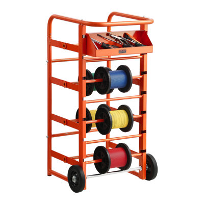 Porte-bobines en fil métallique, 11 tringles, distributeur de fil métallique multi-bobines, porte-câbles avec roues, support de câbles avec plateau de rangement pour le câblage, pour une utilisation électrique, industrielle et de détail, efficacité de travail