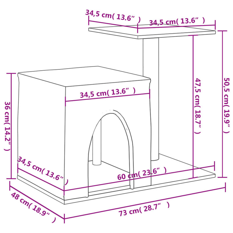 50.5cm H Cat Tree, Light Grey