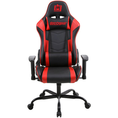 Deco Gear Adjustable Reclining Ergonomic Faux Leather Swiveling PC & Racing Game Chair in Black/Red