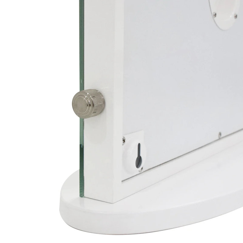 Miroir de salle de bain Opulence avec lumière DEL et base, bouton de gradateur, fixation murale