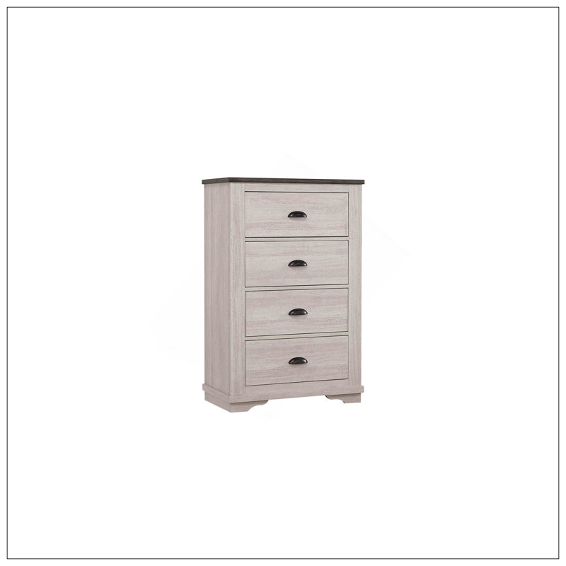 Armoire de chevet contemporaine à 4 tiroirs 1Pc, Gris