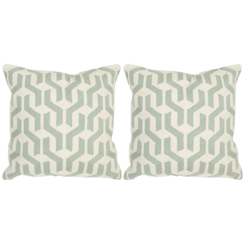 Embroidered Feather Reversible Throw Pillow