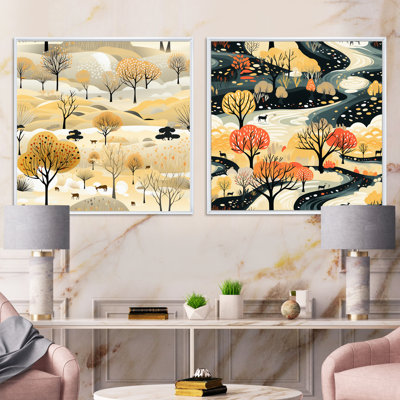 Beige et crème Safari Adventure Tree Landscape