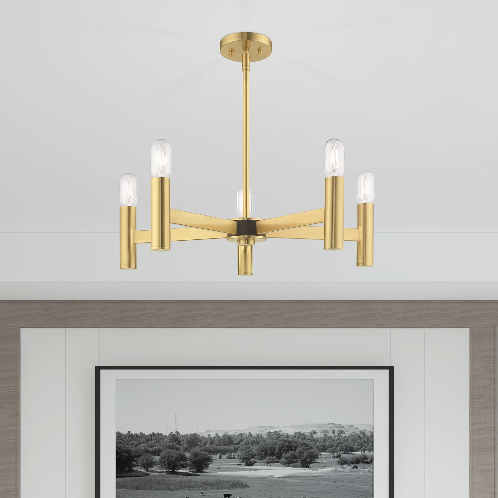 Martella 5-Light Chandelier, Satin Brass, 6" H x 20" W x 20" D