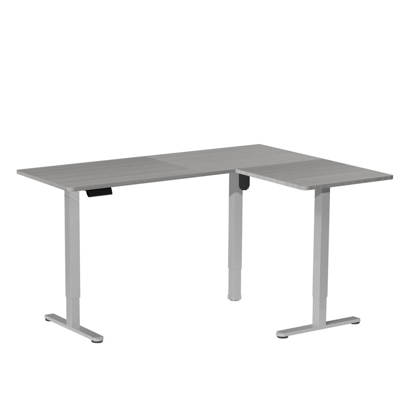 Bureau de coin électrique debout VIVO, poste de travail en L, Gris, L 63 po x P 23,6 po