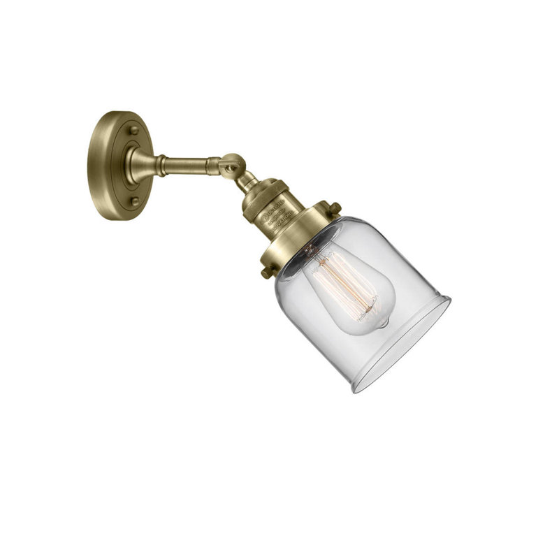 Applique murale 1 lumière 8 po Bell, Laiton antique, Clair, Ampoule non incluse