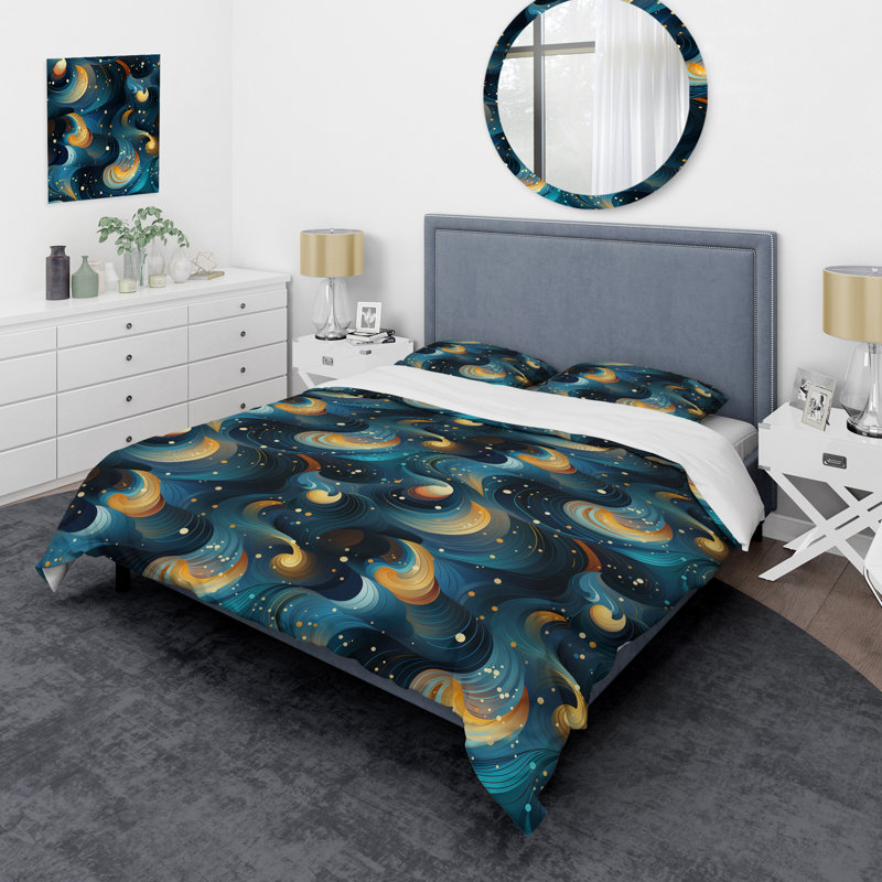 Celestial Geometric Geometric - Ensemble de housse de couette géométrique, Housse de couette pour très grand lit et 2 très