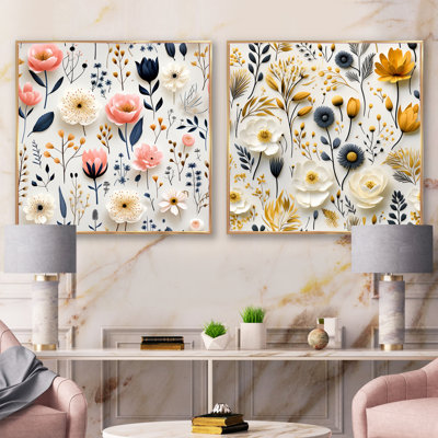 Ambrose - Ensemble de 2 collages carrés botaniques abstraits