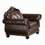 L'ensemble de salon 4 pièces comprend un canapé, une causeuse, une chaise et une table basse, un assortiment de cuir fleur espresso et une finition cerisier