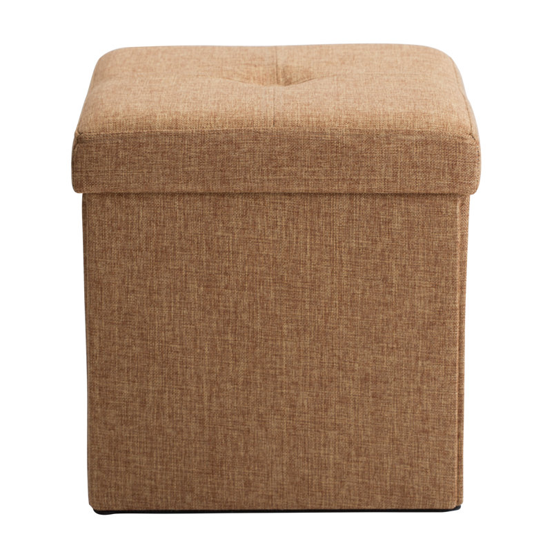 Besmir Faux Leather Ottoman, Camel Faux Leather