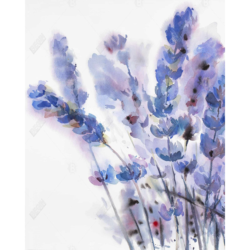 Watercolor Lavender Flowers Print On Canvas