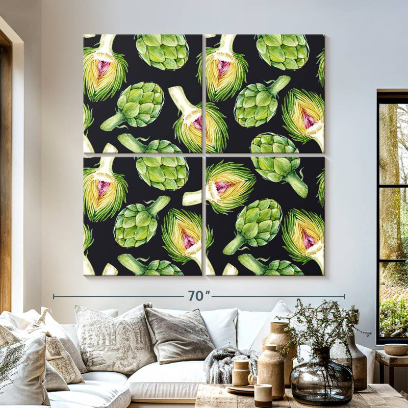 Yarlin Artichokes On Black, 57" H x 57" W