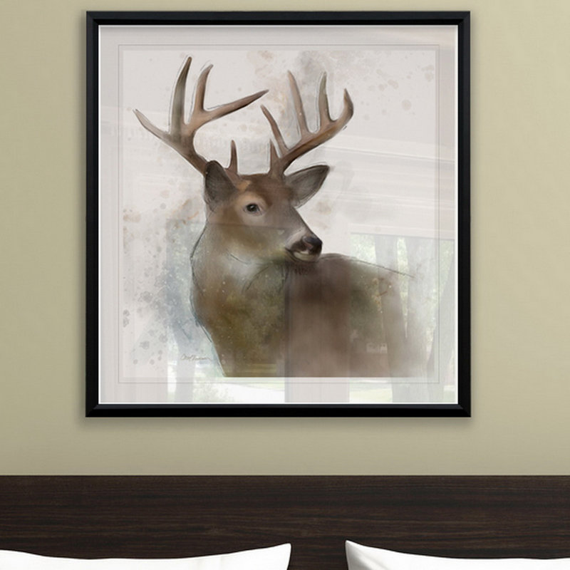 « rainsoft cerf », impression encadrée, H 30,5 po x l 30,5 po x P 1,5 po