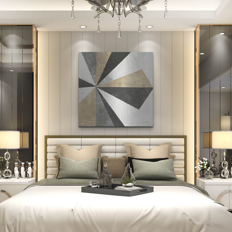 Art mural en métal luxueux «Triangulawesome 2 Bwg» par Michael Mullan, H 36 po x l 36 po