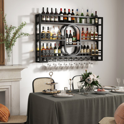 3-Tiers Wine Rack Wall Mounted No LED