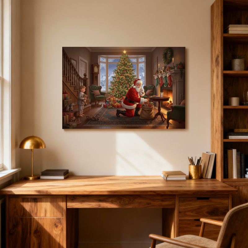 Arbre de Noël de Noël père Noël avec enfant