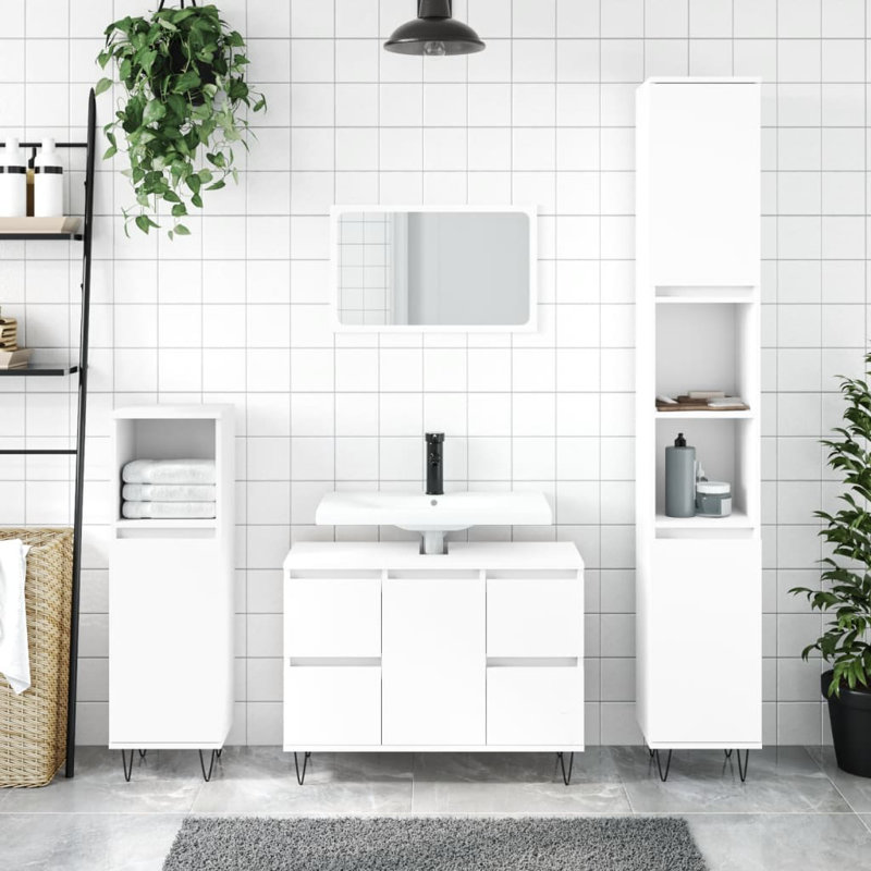 Agnon Floor Mounted Bathroom Cabinet, White