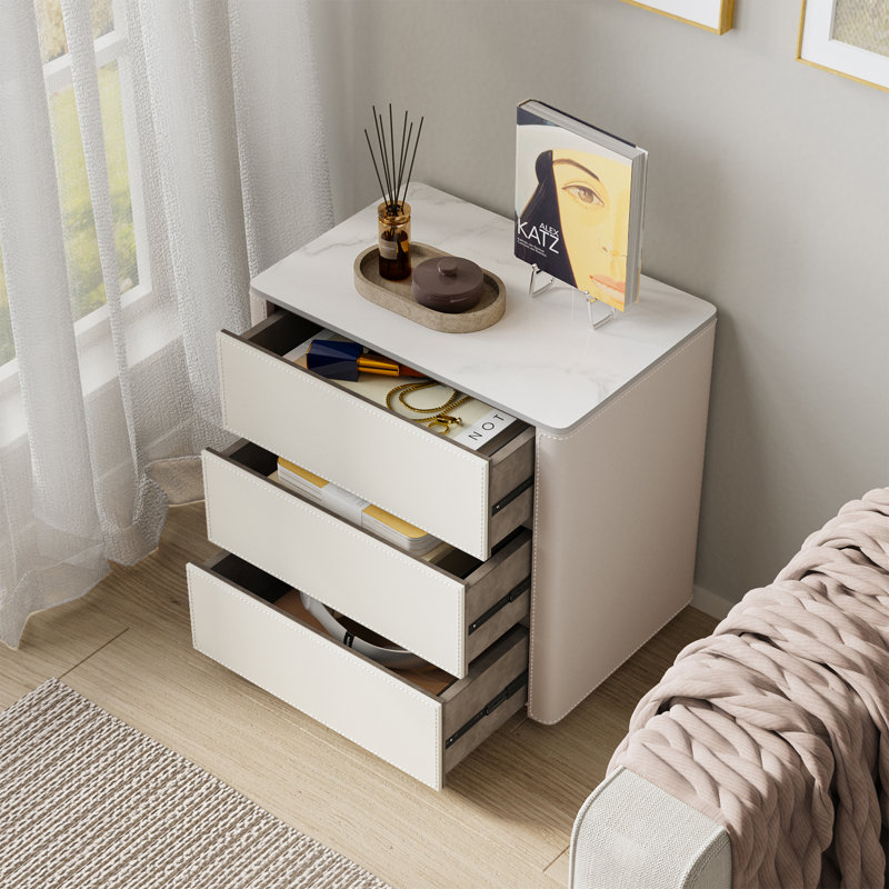 Tables de chevet, Blanc / Gris