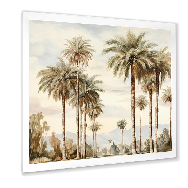 Palmiers sur la plage IV, Cadre simple blanc, H 24 po x l 24 po x P 1 po