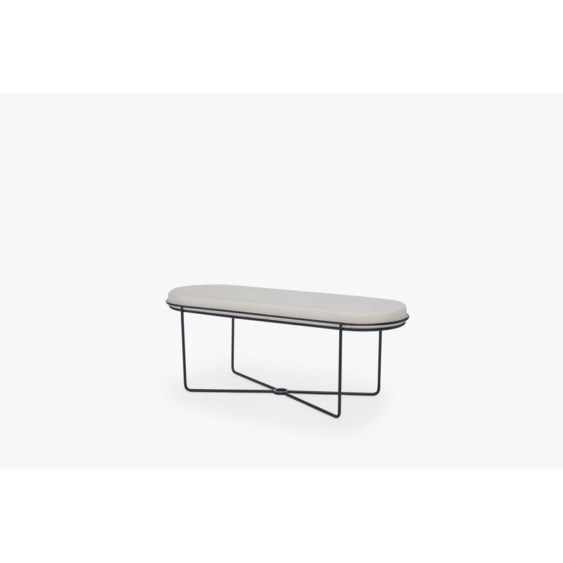 Ariss 120cm Wide Oval Solid Colour Standard Ottoman, Black, Beige