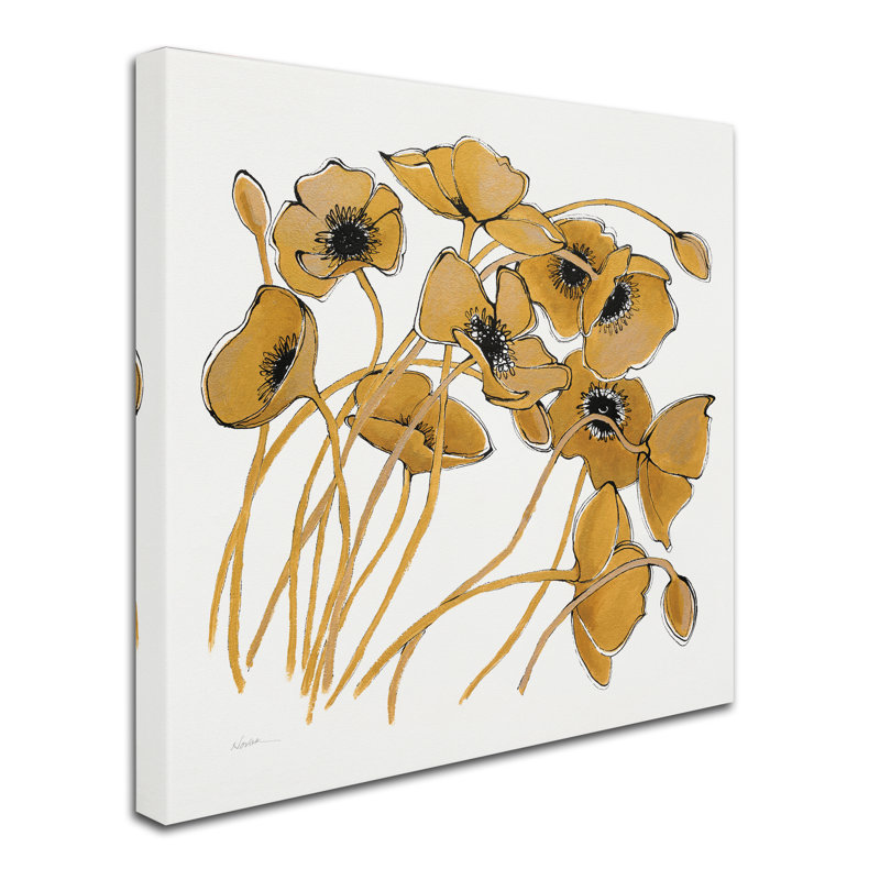 Gold and Black Floral Canvas Print, 15" x 20"