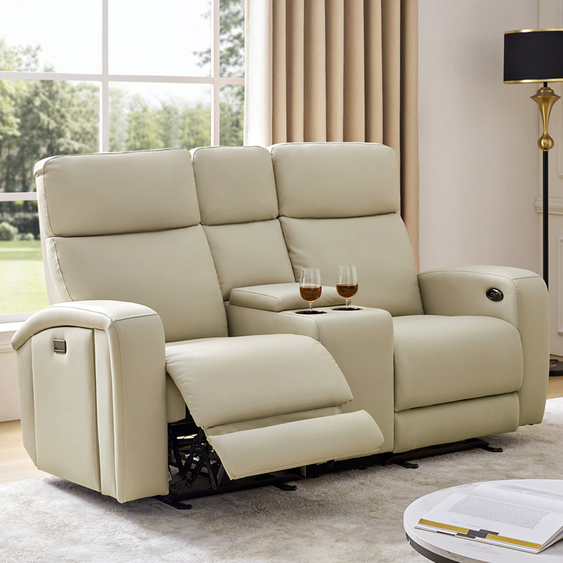 Canapé inclinable 71 po avec accoudoirs et porte-gobelets Basit, Brun