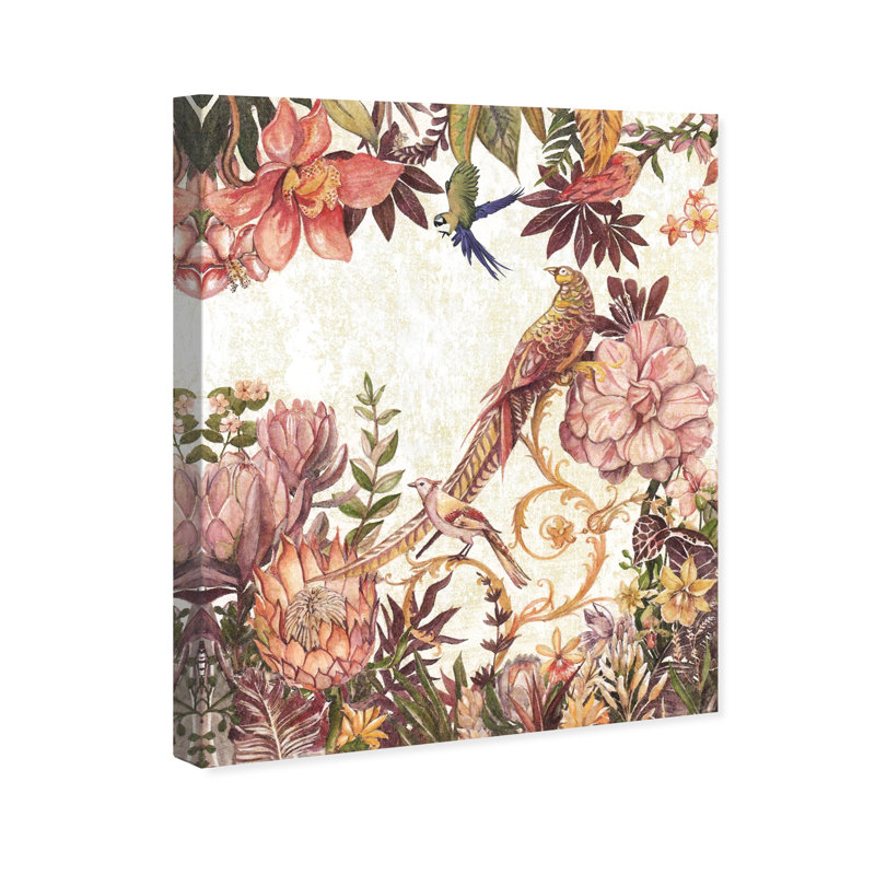 Oiseaux japonais - impression, H 45 po x l 36 po, Toile tendue, Pas de tapis