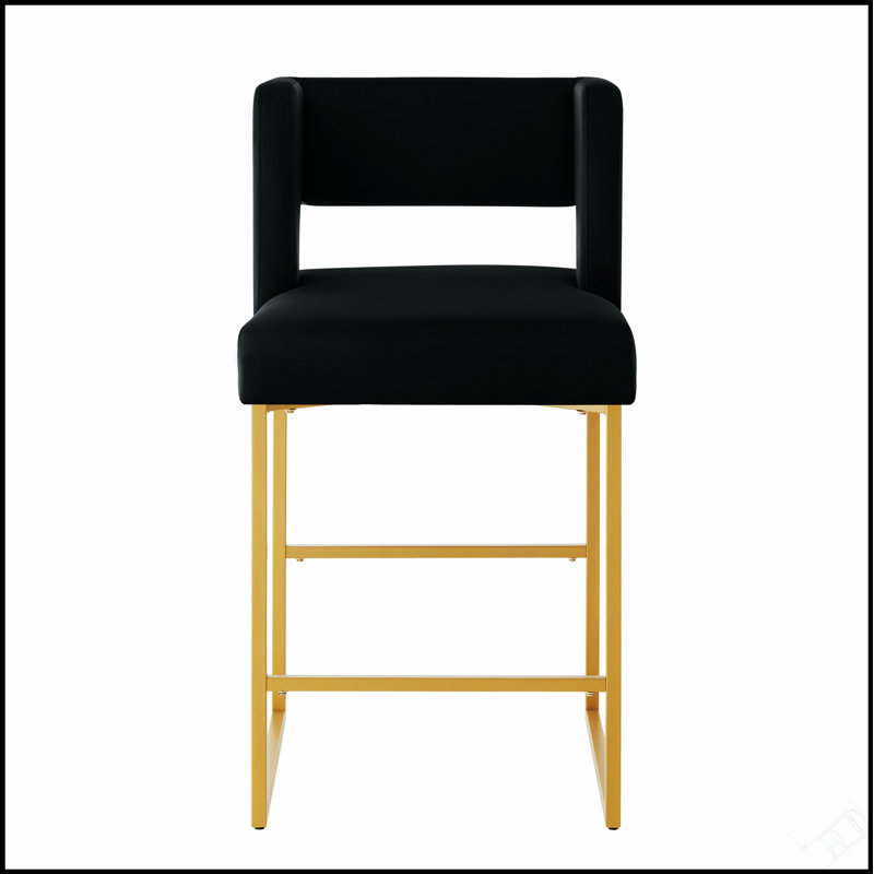 Tabourets de bar à hauteur de comptoir de style moderne avec dossier ouvert carré unique, velours doux et structure en fer durable pour plus de confort et de style